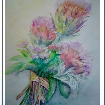 Painting titled "bouquet d'artichauts" by Josiane Flotte, Original Artwork