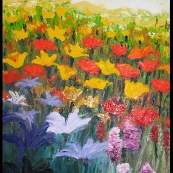 Malerei mit dem Titel "Fleurs sauvages" von Josiane Flotte, Original-Kunstwerk
