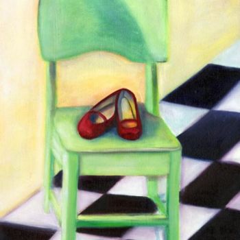 Painting titled "THE RED SHOES" by Jo Simpson, Original Artwork, Oil