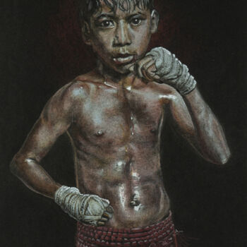 Σχέδιο με τίτλο "The boxer" από Josine Jansen, Αυθεντικά έργα τέχνης, Μολύβι