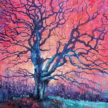 Painting titled "L'arbre qui parlait…" by Joss Blanchard, Original Artwork, Pigments Mounted on Wood Stretcher frame