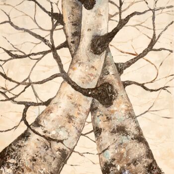 Ζωγραφική με τίτλο "Retrouvailles" από Joss Blanchard, Αυθεντικά έργα τέχνης, Ακρυλικό Τοποθετήθηκε στο Ξύλινο φορείο σκελετό