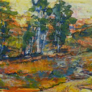 Painting titled "Groupe d'arbres dan…" by Patrick Jossier, Original Artwork, Acrylic