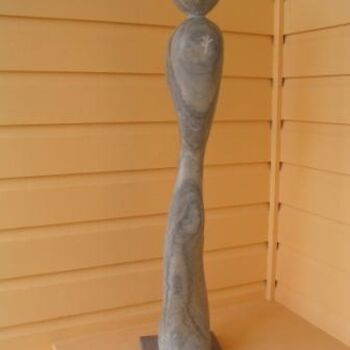 Sculpture titled "DOUDOU BLEU" by Yann Jost, Original Artwork, Stone