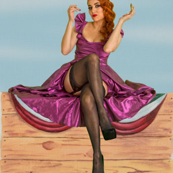 Digital Arts titled "Pin Up maquillaje" by Josué Lago, Original Artwork, Photo Montage