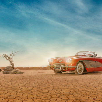 Fotografia intitulada "Carro rojo" por Josué Lago, Obras de arte originais