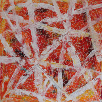 Peinture intitulée "Orangé, tissé" par Josiane Ulrich, Œuvre d'art originale