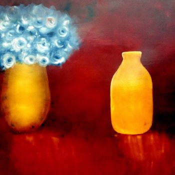 Schilderij getiteld "Vasos com Rosas Azu…" door Joswilton Lima, Origineel Kunstwerk, Anders