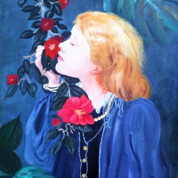 Schilderij getiteld "La senteur des rose…" door Josy Chatain, Origineel Kunstwerk