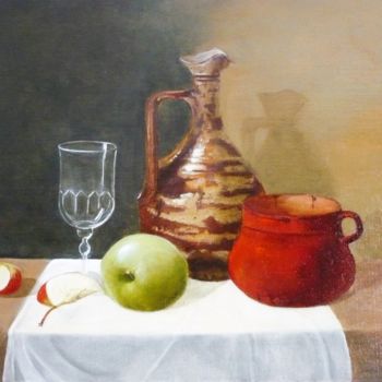Peinture intitulée "Pichet, pot rouge,…" par Josy Chatain, Œuvre d'art originale