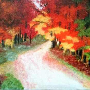 Peinture intitulée "Sous bois d'automne" par Josy Chatain, Œuvre d'art originale