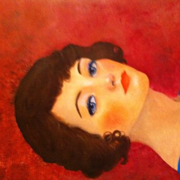 Schilderij getiteld "portrait femme fond…" door Josy Chatain, Origineel Kunstwerk