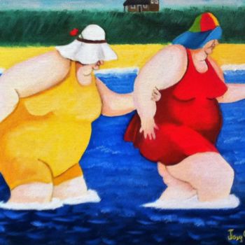 Painting titled "Les nageuses" by Josy Chatain, Original Artwork