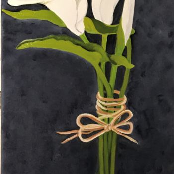 Painting titled "Arums" by Josy Chatain, Original Artwork, Oil