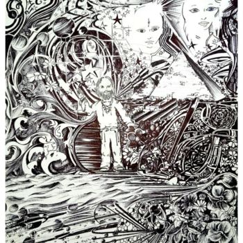 Drawing titled "FUTURE HUMANITY" by Stephane Joukoff, Original Artwork