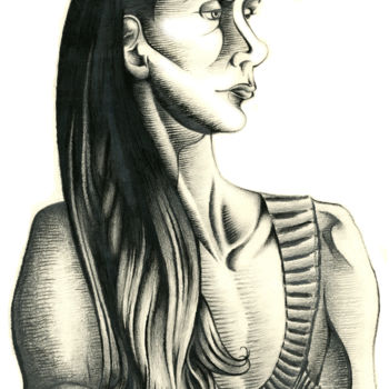 图画 标题为“Lady” 由Journeymandesigns, 原创艺术品, 木炭