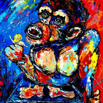 Pittura intitolato "Abstract King Kong…" da Jovanart, Opera d'arte originale, Acrilico Montato su Telaio per barella in legno