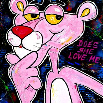 Peinture intitulée "Pink Panther, Love'…" par Jovanart, Œuvre d'art originale, Acrylique
