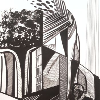 Drawing titled "Fortress in the for…" by Jovana Pestoric, Original Artwork, Ink