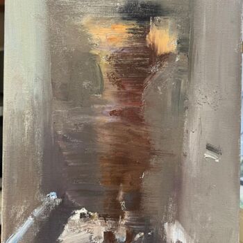 Painting titled "Woman in Shower" by Jove Wang, Original Artwork, Oil