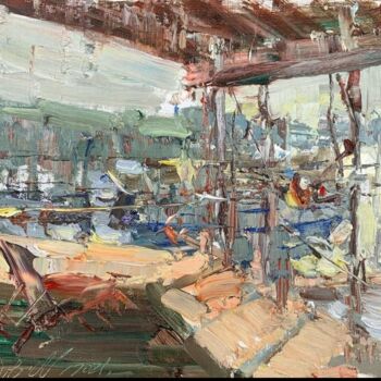 Schilderij getiteld "Sarasota Harbor" door Jove Wang, Origineel Kunstwerk, Olie