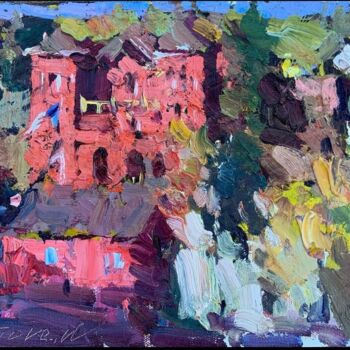 Painting titled "Central City Court" by Jove Wang, Original Artwork, Oil