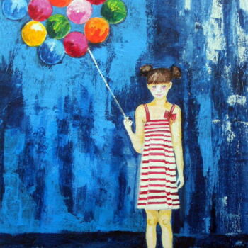 Peinture intitulée "la-petite-fille-aux…" par Viviane Joanchicoy Jovi, Œuvre d'art originale, Acrylique