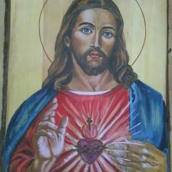 Painting titled "Jezus" by Jowita Kotów, Original Artwork, Tempera