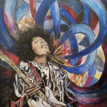 Painting titled "Jimi Hendrix" by Jowita Kotów, Original Artwork, Acrylic