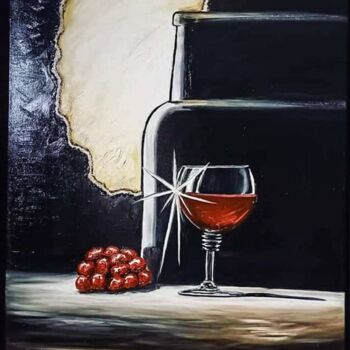 绘画 标题为“Le Bon Vin” 由Joy Caloc, 原创艺术品, 油 安装在木质担架架上