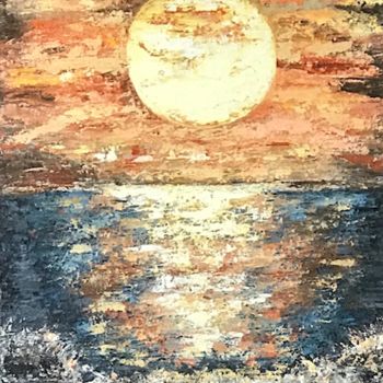 Peinture intitulée "Coucher du soleil" par Joy Jourdet, Œuvre d'art originale, Huile