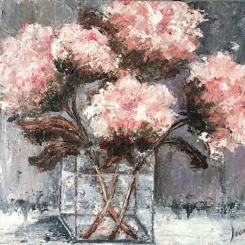 Painting titled "THE PEONY" by Joy Jourdet, Original Artwork, Oil