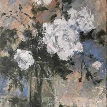 Pittura intitolato "Roses blanches" da Joy Jourdet, Opera d'arte originale, Olio