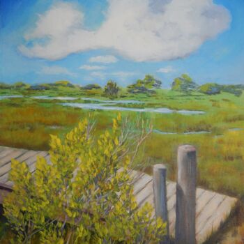 Painting titled "Marsh Cove" by Joy Parks Coats, Original Artwork, Acrylic Mounted on Wood Stretcher frame