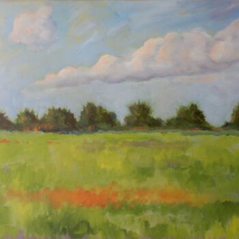 Painting titled "Cedars on the Marsh" by Joy Parks Coats, Original Artwork, Acrylic Mounted on Wood Stretcher frame