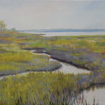 Malarstwo zatytułowany „Colors of the Marsh” autorstwa Joy Parks Coats, Oryginalna praca, Akryl Zamontowany na Drewniana ram…