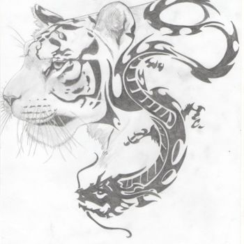 Zeichnungen mit dem Titel "dragon-tiger-by-joy…" von Joy Prillard, Original-Kunstwerk