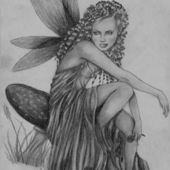Drawing titled "fairy" by Joy Prillard, Original Artwork, Pencil