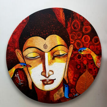Painting titled "Buddha the Enlighte…" by Joyanto Deb, Original Artwork, Acrylic