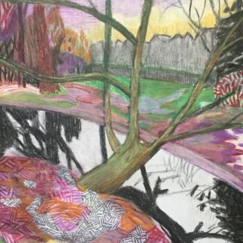 Dessin intitulée "Wilhelminapark" par Joyce Van Den Engel, Œuvre d'art originale, Crayon