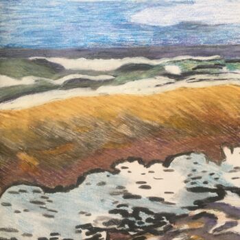 Dessin intitulée "Beach" par Joyce Van Den Engel, Œuvre d'art originale, Crayon
