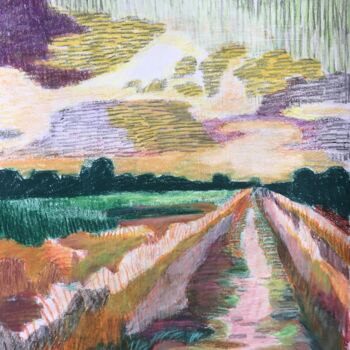 Dessin intitulée "Sunset" par Joyce Van Den Engel, Œuvre d'art originale, Crayon