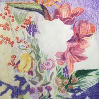 Desenho intitulada "Flowers" por Joyce Van Den Engel, Obras de arte originais, Lápis