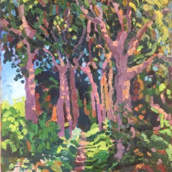 Картина под названием "Purple trees" - Joyce Van Den Engel, Подлинное произведение искусства, Масло