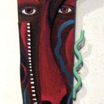 Schilderij getiteld "Solemn Soul Mask" door Joyce Owens, Origineel Kunstwerk