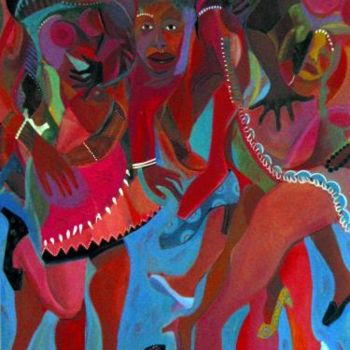 Painting titled "Jazzy Dancing" by Joyce Owens, Original Artwork, Acrylic