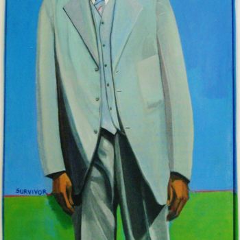 Schilderij getiteld "man-in-gray-suit-40…" door Joyce Owens, Origineel Kunstwerk, Acryl