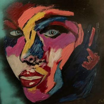 Painting titled "visage" by Colay Jean, Original Artwork, Acrylic