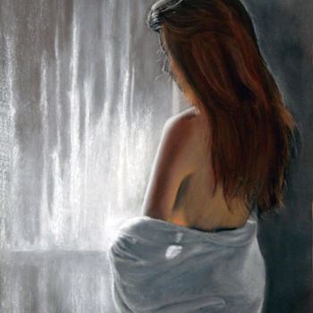 Drawing titled "Contre-Jour" by Jean-Pierre André Leclercq, Original Artwork, Pastel