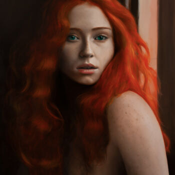 Painting titled "Ginger" by Jean-Pierre André Leclercq, Original Artwork, Oil Mounted on Wood Stretcher frame
